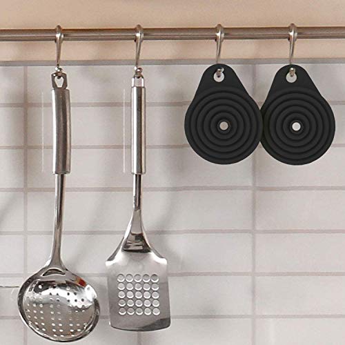Funnels for Kitchen Use, Food Grade Silicone Collapsible Kitchen Funnel (Black) - color: 1-Black
