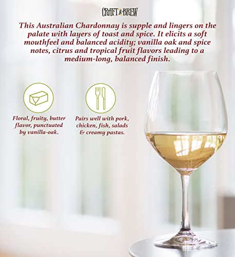 Craft A Brew - Chardonnay Wine Recipe Kit - 1 Gallon - Ingredients for Home Brewing Wine - Wine Making Ingredients and Supplies - style: Chardonnay