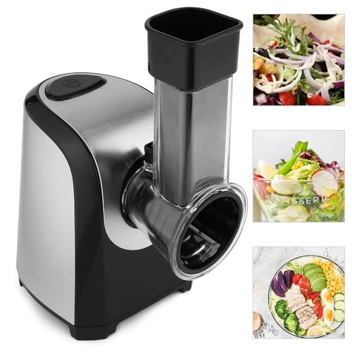 Electric Cheese Grater and Slicer Shredder for Kitchen, 150W 5 Cones | Salad Maker Grates slices shreds cheese vegetables fruits nuts,for salad pizza soup,5 stainless steel cones,one-touch control