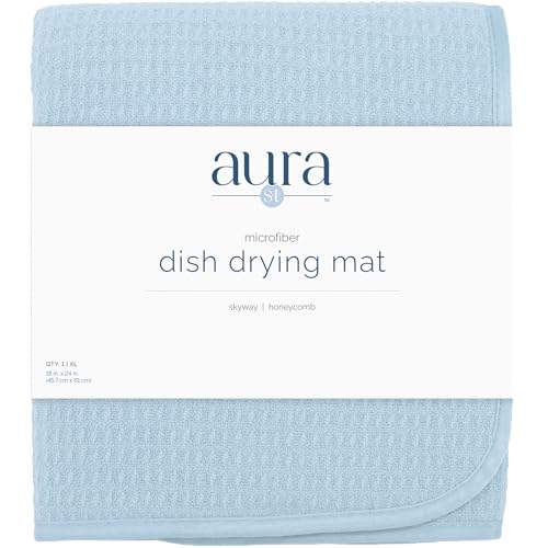 S&T INC. Dish Drying Mat XL, 18” x 24”, Absorbent Microfiber Kitchen Counter Mat, Dish Drying Pad for Dishes, Utensils, Pots and Pans, Extra Large, Sky Blue - size: 18" x 24"