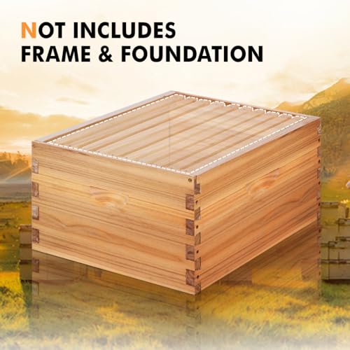 10 Frame Deep Brood Beehive Board Unassembled Bee Box Wax Coated Bee Hives Body Comes with Pack of Screws(No Frames or Foundations) - size: 10 Frame Deep