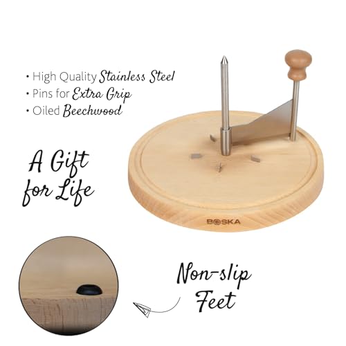 BOSKA Cheese Curler Amigo - The Original with 10-year Warranty - Cheese Wheel for i.a. Tete de Moine, Girolle & Chocolate - Cheese Shaver made of Stainless Steel