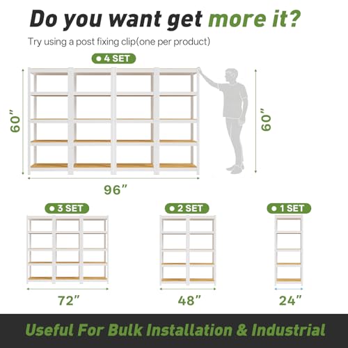 Durstruct 5 Tier White Metal Shelving Unit 24" W×16" D×60" H Adjustable Storage Utility Rack Heavy Duty Shelves Organization Multipurpose Shelf for Pantry Closet Kitchen Garage Bathroom - size: 24" W x 16" D x 60" H
