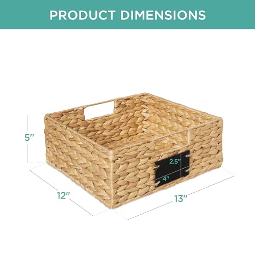 Best Choice Products 33 x 30.5cm(13 x 12인치) 워터 히아신스 식료품 저장실 바구니 4개 세트, 칠판 라벨이 있는 우븐 오거나이저, 분필 마커 - 내추럴 - color: 천연, size: 13x12x5in