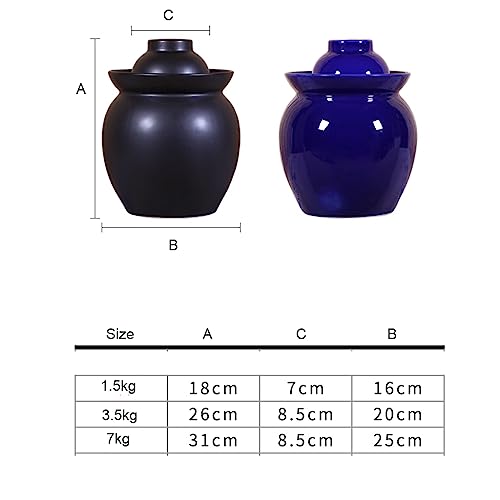 Traditional Chinese Pickle Jar Ceramic Jar with Lid, Fermentation Kit Crock with Water Seal Airlock Lid, Fermentation Jar for Pickles, Kimchi, Sauerkraut,Paocai Jar Black-1.5Kg - color: Black-1.5kg, size: 1.5Kg