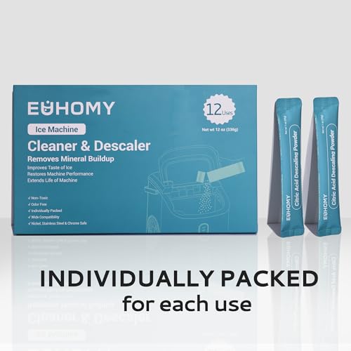 EUHOMY Ice Maker Cleaner & Descaler | 12 Use & Individually Packed | Ice Machine Cleaner with Organic Citric Acid Descaling Powder, Ideal for All Brands - size: 12 Ounce(upgrade pack of 1)