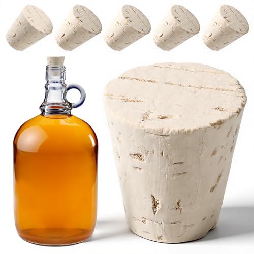 6 Pcs Carboy Cork Stopper, Fermentation Corks for Most 3 5 6 Gallon Glass Carboy Tapered Corks, Wood Tapered Stopper Bungs Cap for Home Brewing Wine