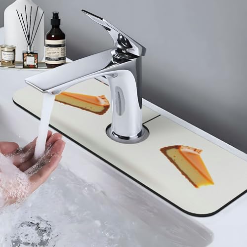 Sink Faucet Mat Cheesecake Kitchen Splash Guard Absorbent Bathroom Sink Mat Around Faucet 15" x 5.5" Drying Mats Stone Draining Mat