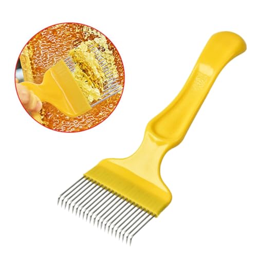 Stainless Steel Discovery Fork, Honey Scraper Shovel with Plastic Handle with 18 Teeth Stainless Steel Beekeeping Tool. Beekeeping Cut