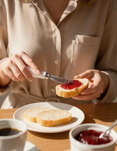 Stainless Steel Butter Spreader Knife 4 Pack with Handle for Kitchen White | Dishwasher Safe, for Soft & Hard Cheese, Jam, Cold Butter - color: White 4 Pack