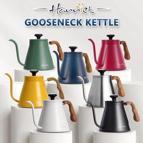 Harriet Gooseneck Kettle with Thermometer for Pour Over Coffee and Tea, 37 fl oz, Stainless Steel, Durable 3-Layer Base, Ideal Spout for Precision Pouring, Compatible with all Stove Tops, Blue - color: Cobalt Blue