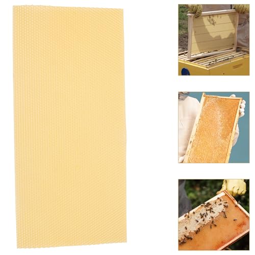 Veemoon 30pcs Beeswax Beehive Foundation Sheets Honeycomb Base for Beekeeping Supplies 41.5×19.5cm Natural Bee Comb Frames for Honey Hive Equipment