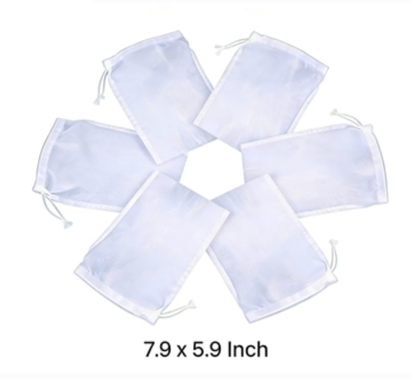 5 Pcs Nylon Brew Bags, Fine Mesh Brewing Bag Reusable Cold Brew Bags, 7.9 x 5.9 Inch Straining Bag for Beer, Wine, Cider, Mesh Strainer Steeping Bags