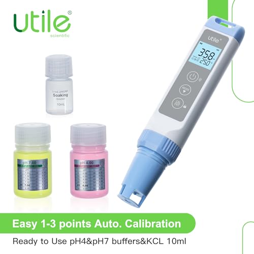 Utile pH Meter Pro,±0.01pH Accuracy pH Tester Kit, Auto Temp. Compensation, Auto 1-3 Points Calibration,Waterproof,LCD Display,4434.0003.1