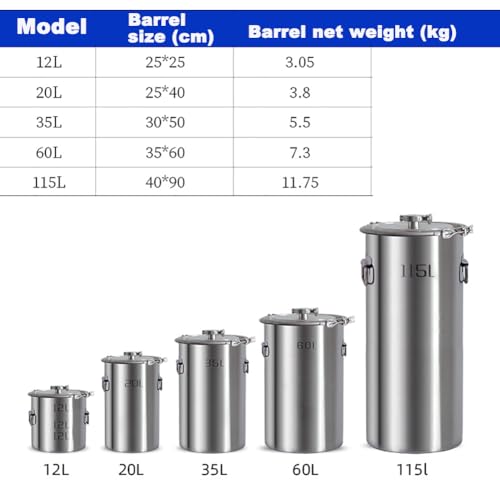 304 Stainless Steel Wine Fermentation Tank, Household Sealed Barrel Fermentation Tank, Yogurt Fermentation Tank, Micro Brewery, Multi-Function Rice Barrel Oil Barrel,20l - color: 20l