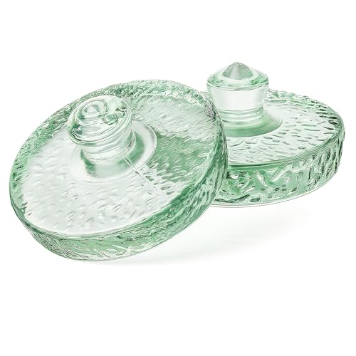 2-Pack Recycled Glass Fermentation Weights for Large Wide Mouth Gallon Mason Jars - Easy Grip Handle & Convex Wavy Texture, Ideal for Pickling, Sauerkraut, Kimchi & Canning