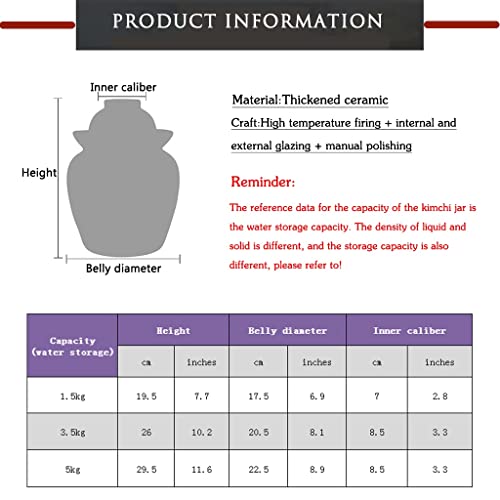 Fermenting Jars Water Seal Household Multi-capacity Options Pickle Jar, Double Lid Water Seal Kimchi Jar, Chinese Style Thickened Ceramics Grain Storage Barrel (Color : Pink, Size : 5kg) - size: 5kg