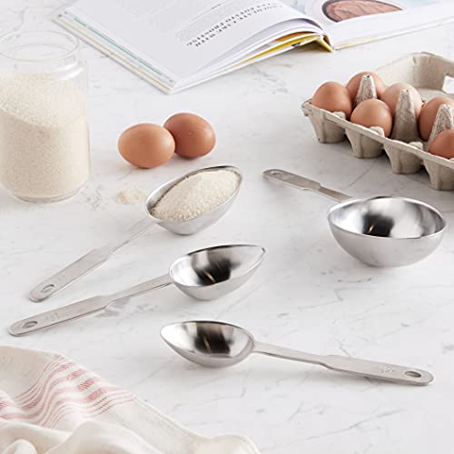 Norpro Stainless Steel 4 Pc Measuring Cup Scoop Shaped Set Metric Equivalents, Silver, 10.5 x 3.5 x 2 inches