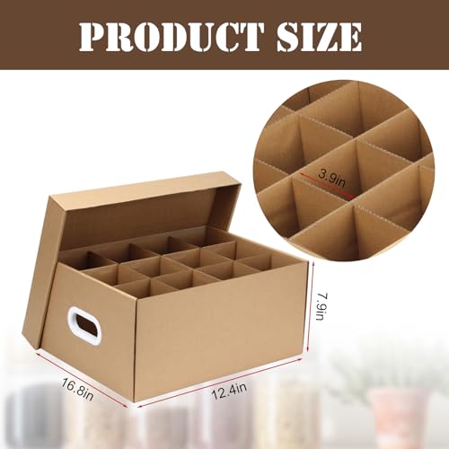 5 Pcs Cardboard Mason Jar Storage Box for 32 oz Regular or Wide Mouth Jars Canning Boxes with Handles and Dividers, 12 Cells Mason Jar Organizer Canning Jar Storage Boxes