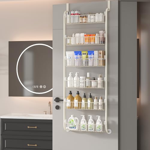 MIAOLI Over the Door Pantry Organizers and Storage, 6-Tier Spice Rack, Home & Kitchen Storage Shelves for Cabinet, Large Capacity Hanging Seasoning Organizer, Laundry Room Organization, White