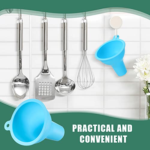 Silicone Funnels 4 Pieces 3.2 Inch Wide Mouth Funnel Flexible Condiment Sauce Canning Set for Home Restaurant Kitchen Squeeze Bottles Jars Cans Powder Liquid Spices