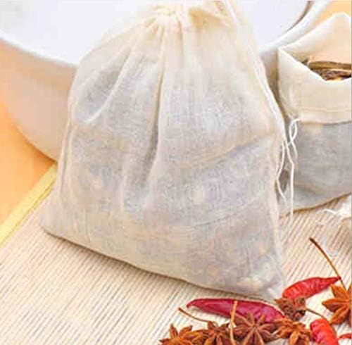 HLLMX 20 PCSReusable Tea Bag Spice Bags Muslin Bags Unbleached for Herbs Tea Coffee Cooking Brewing Straining Cheesecloth Bone Broth Brew Bags Soup Gravy Broth Stew Bags