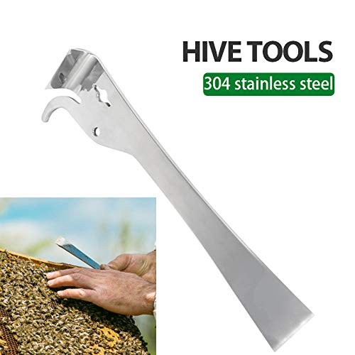 SEIWEI 2 Pack Stainless Steel Bee Hive Scraper with J-Hook Polished Beekeeping Tools Thumb Bee Honey Knife and Hive Scraper for Beekeepers
