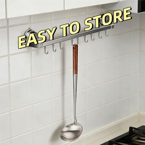 Soup Ladle, Ladle, 16.14 Inches Stainless Steel Ladle, Wooden Ladle Spoon for Cooking Serving, 4.5 Ounce