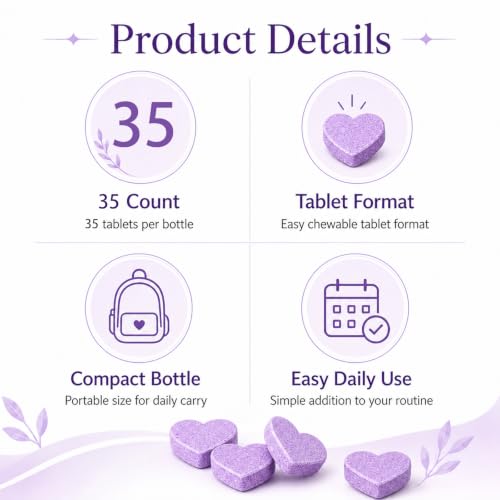 Purple Toothpaste Tablets for Teeth Brighten, 30 Count (Two Bottles) | With Nano Hydroxyapatite Fresh Breath & Oral Care, Portable Cleaning Tablets with Vitamin C & Mint Extract