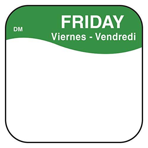 DayMark Day of the Week 3/4" x 3/4" Dissolvable Label, Friday (Roll of 1000) - size: Friday