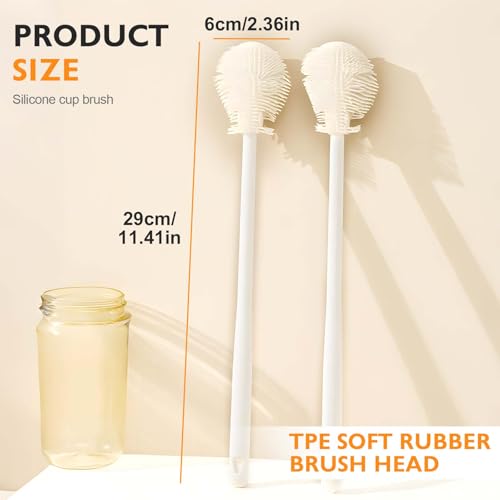 360° Soft Bristle Silicone Cup Brush,Foldable Brush Head, Easy to Clean The Bottom of The Cup, Long Handle Water Bottle & Narrow Neck Container Cleaner (1)
