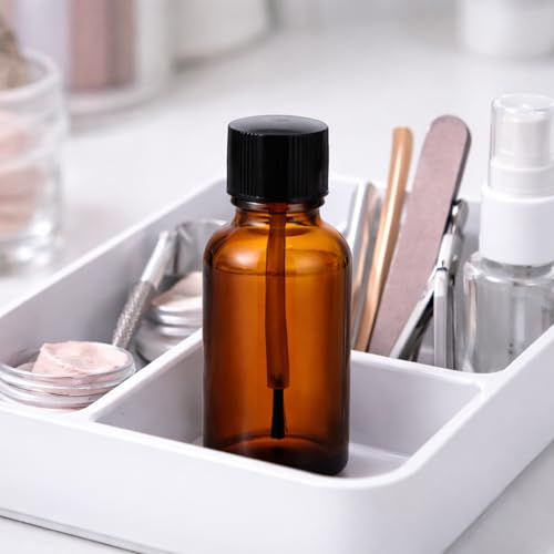 6Packs 30ml Amber Glass Essential Oil Bottle with Brush Cap Refillable Amber Bottles Portable Essential Oil Brush Bottle for Oils Serums, Cuticle Care, Nail Treatments, DIY Blends