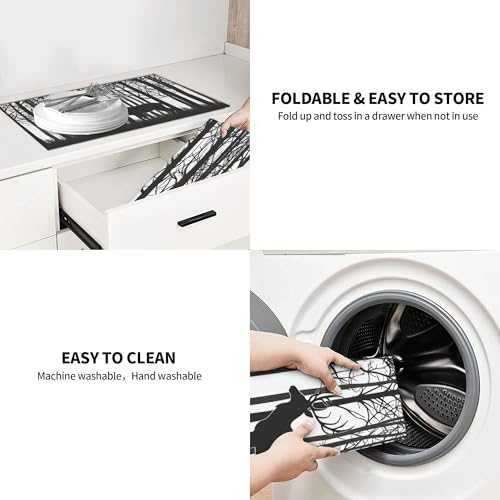 Deer Dish Drying Mat for Kitchen Counter Microfiber Super Absorbent Non-Slip Dish Drying Pad for Countertops Dishes Utensils Stylish Quick-Dry Machine Washable 18x24 Inch - color: Deer