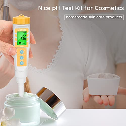 YINMIK Digital pH Meter for Food, pH Probe for Sourdough and Bread Dough, Checking The pH of Fermenting Sausages and Salami, Waterproof pH Tester for Solid and Liquid Soft Soil Sample… - color: Yellow Food pH Meter