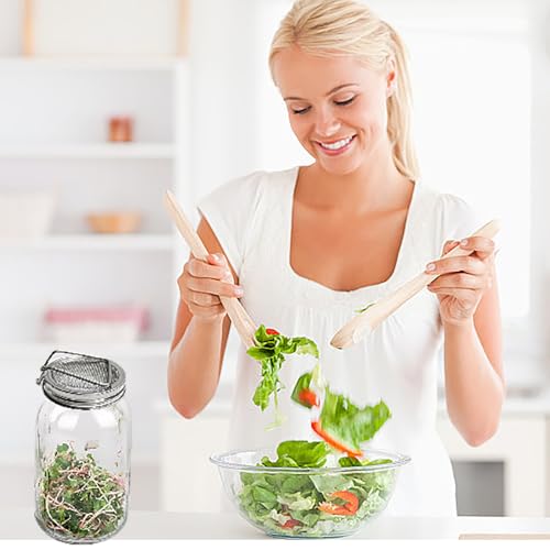 2Pack Sprouting Lids for Wide Mouth Mason Jars, Reusable Stainless Steel Screen Bean Sprouts Growing Lid for Seed Germination, Ideal for Bean and Alfalfa Sprouts