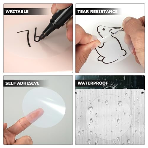 Clear Thermal Labels Vinyl 3 Inch Self-Adhesive Round Stickers Circle Roll Waterproof Printer Decals Package Seal for QR Code Envelope Office Retail Home 200 PCS - color: Transparent