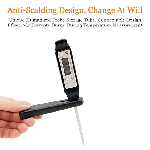 Meat Thermometer - Digital Food Thermometer for Cooking Kitchen - Automatic Calibration Pen Style Electronic Pocket Thermometer for Water Temperature, Barbecue (Black) - color: Black