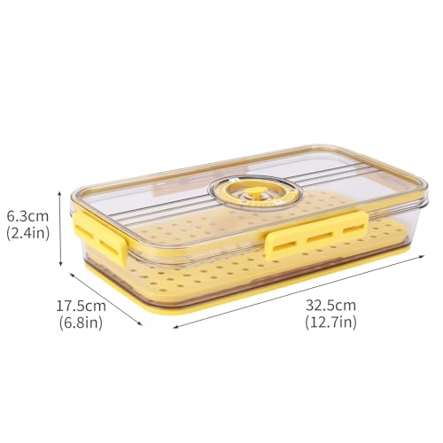 Cheese and Lunch Meat Container for Refrigerator with Drain Tray,Clear Deli Meat Storage Organizer, Airtight Bacon Keeper, Cold Cuts and Sandwich Meat Fridge Containers for Organizing-Yellow