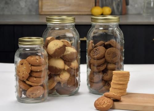 Wide Mouth Half Gallon Mason Jars, 64 oz, Glass, 6-Pack, with Lids and Rings, for Canning and Pantry Storage