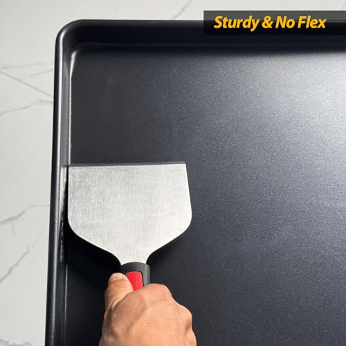 Vovoly Wide Griddle Scraper, 4.3“x4.3'' Smashed Burger Scraper Grill Scraper Spatula Burger Turner - Full Tang Silicon Handle Professional Grade Grill Accessories, Knife Grade Stainless Steel - color: Grill Scraper_Silicon Handle