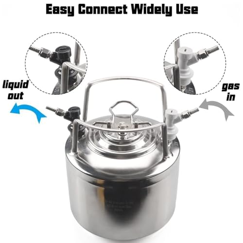 PERA Ball Lock Disconnect Set Keg Fittings with MFL Thread Swivel Nuts,Corny Keg Parts Connectors Fittings with Stainless Steel 5/16'' Gas and 1/4'' Liquid Barbs with clamps for Homebrew (4 pairs)