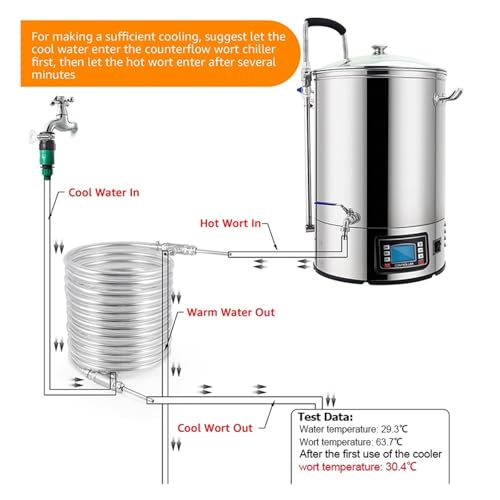 Stainless Steel wort chiller, Counterflow Heat Exchanger 9.52 * 0.5 * 10M Cooling Coil Tube Beer Brewing Cooler Homebrew(Without hose)