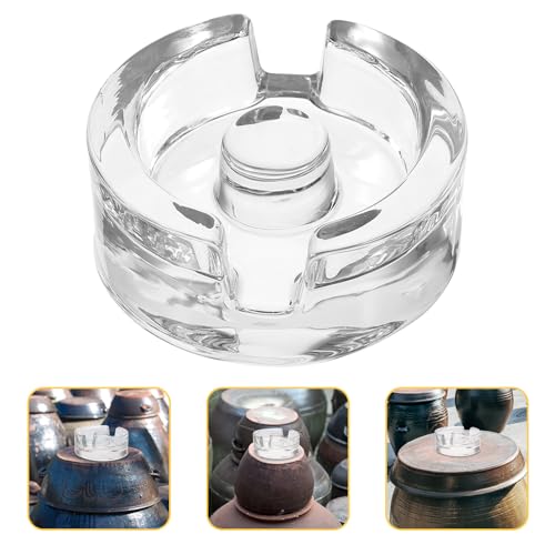 SHOWERORO Glass Weights for Fermenting with Comfortable to Hold Handle, Heavy Glass Fermentation Lids Compatible with Wide Mouth Mason Jars, Dishwasher Safe for Sauerkraut, Pickling,
