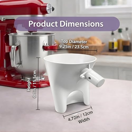 ZOFINA™ Flour Funnel for KitchenAid 6 Qt Bowl-Lift Stand Mixer RKSM60 + Cord Organizer | Mess-Free Pouring Attachment | No-Spill Baking, Food-Grade | Easy Pour & Dishwasher Safe