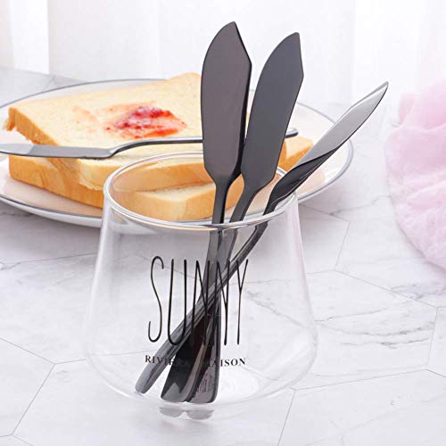 Stainless Steel 18/10 Cheese Desert Knives, Set of 4, Baikai Black Breakfast Butter Knife,Slicer Sandwich Spreader - color: Black