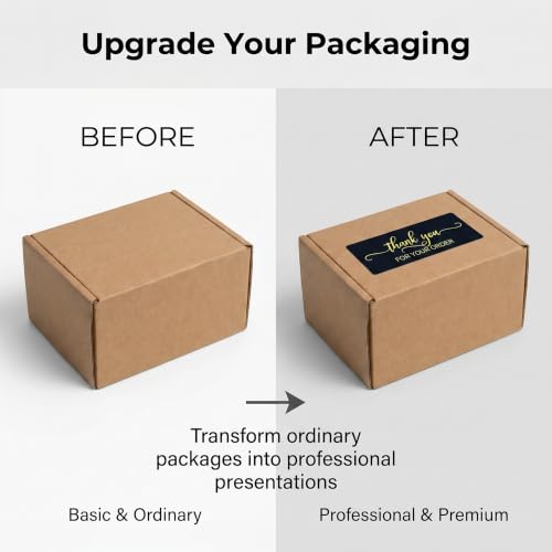 125Pcs Black Gold Foil Thank You for Your Order Labels, Online Shipping Envelopes Packaging Boxes, Party Favors - color: 125pcs- Black Gold Foil Thank You