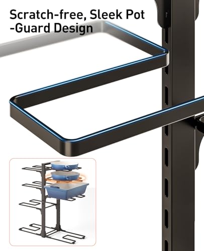 ORDORA Pots and Pans Organizer under Cabinet, 20.8" Height Heavy Duty 120LBS Pots Pans Organizer Rack for Cabinet 8-Tier Adjustable for Big Stockpots, Dutch Oven, Cast-iron Pan, Heavy Cookware, Bronze - style: L-21"H-HeavyDuty-Bronze