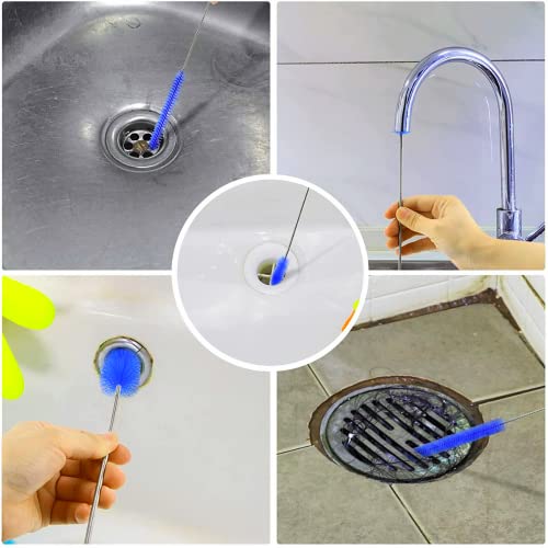 72" Drain Cleaner Tool - Flexible Wire Pipe Mechanical Black | Heavy duty cleaning brush for bathroom sink, bathtub, shower, kitchen sink drains, bottles, elastic hose pipe cleaner - color: Black