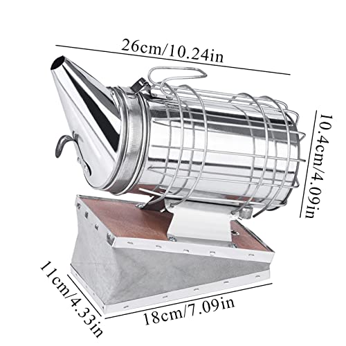 Stainless Steel Bee Hive Smoker, Beekeeping Starter Tool Kit Beekeeper Supplies Beehive Tools Bee Keeping Set with Heat Shield, Beekeeping Equipment Accessory for Beginner and Advanced Beekeepers