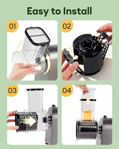 Upgraded 300W Electric Cheese Grater with 7 Stainless Steel Blades,Cheese Shredder Electric for Slicing,Shredding & Grinding Vegetables,Fruits and Nuts,Easy Clean with 2 Brushes & Blades Storage Bag - color: 7 Blades